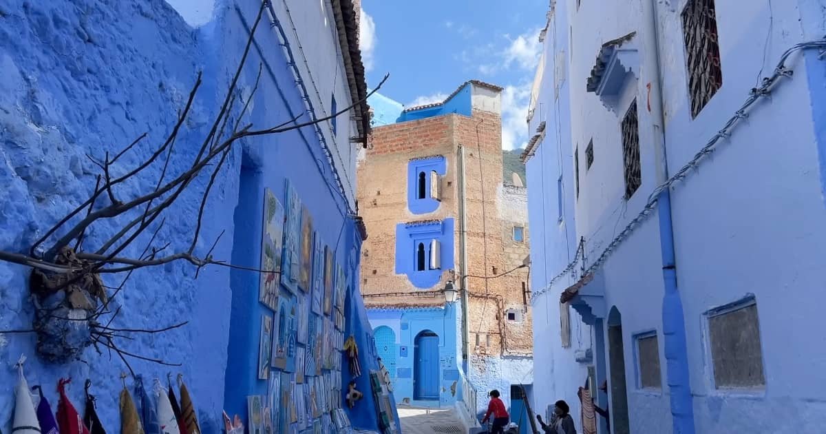 Chefchaouen Blue Streets | Full-Day Tangier Shore Excursion Iconic blue-painted street in Chefchaouen, Morocco, known as the Blue Pearl, featured on a full-day tour from Tangier